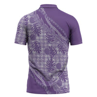Hawaii Breadfruit Palaka Zipper Polo Shirt Poni Maile Lei LT9 - Polynesian Pride