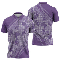 Hawaii Breadfruit Palaka Zipper Polo Shirt Poni Maile Lei LT9 - Polynesian Pride