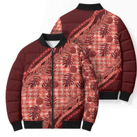 Hawaii Breadfruit Palaka Bomber Puffer Jacket Ulaula Maile Lei LT9 - Polynesian Pride