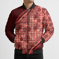 Hawaii Breadfruit Palaka Bomber Puffer Jacket Ulaula Maile Lei LT9 - Polynesian Pride