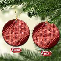 Hawaii Breadfruit Palaka Ceramic Ornament Ulaula Maile Lei - Polynesian Pride