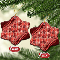 Hawaii Breadfruit Palaka Ceramic Ornament Ulaula Maile Lei - Polynesian Pride