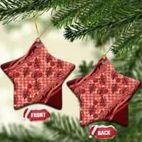 Hawaii Breadfruit Palaka Ceramic Ornament Ulaula Maile Lei - Polynesian Pride