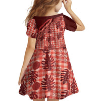 Hawaii Breadfruit Palaka Family Matching Off The Shoulder Long Sleeve Dress and Hawaiian Shirt Ulaula Maile Lei - Polynesian Pride