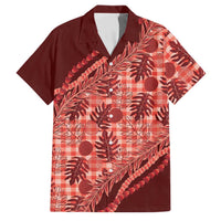 Hawaii Breadfruit Palaka Family Matching Short Sleeve Bodycon Dress and Hawaiian Shirt Ulaula Maile Lei - Polynesian Pride