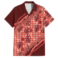 Hawaii Breadfruit Palaka Hawaiian Shirt Ulaula Maile Lei LT9 Red - Polynesian Pride