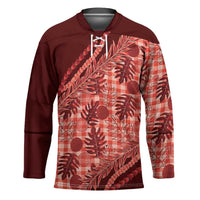 Hawaii Breadfruit Palaka Hockey Jersey Ulaula Maile Lei - Polynesian Pride