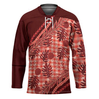 Hawaii Breadfruit Palaka Hockey Jersey Ulaula Maile Lei LT9 Unisex Red - Polynesian Pride
