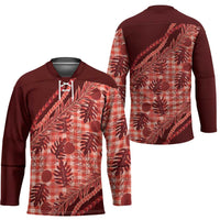 Hawaii Breadfruit Palaka Hockey Jersey Ulaula Maile Lei - Polynesian Pride