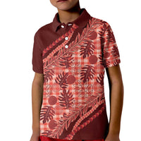 Hawaii Breadfruit Palaka Kid Polo Shirt Ulaula Maile Lei - Polynesian Pride