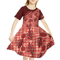 Hawaii Breadfruit Palaka Kid Short Sleeve Dress Ulaula Maile Lei LT9 - Polynesian Pride