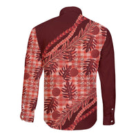 Hawaii Breadfruit Palaka Long Sleeve Button Shirt Ulaula Maile Lei LT9 - Polynesian Pride