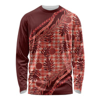 Hawaii Breadfruit Palaka Long Sleeve Shirt Ulaula Maile Lei LT9 Unisex Red - Polynesian Pride