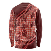 Hawaii Breadfruit Palaka Long Sleeve Shirt Ulaula Maile Lei LT9 - Polynesian Pride