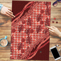 Hawaii Breadfruit Palaka Puzzle Ulaula Maile Lei LT9 Red - Polynesian Pride