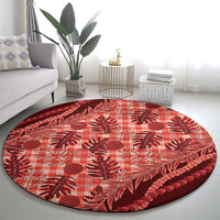 Hawaii Breadfruit Palaka Round Carpet Ulaula Maile Lei - Polynesian Pride