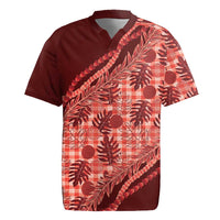Hawaii Breadfruit Palaka Rugby Jersey Ulaula Maile Lei LT9 Red - Polynesian Pride