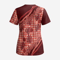 Hawaii Breadfruit Palaka Scrub Top Ulaula Maile Lei LT9 - Polynesian Pride