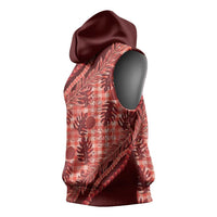 Hawaii Breadfruit Palaka Sleeveless Hoodie Ulaula Maile Lei LT9 - Polynesian Pride