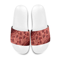 Hawaii Breadfruit Palaka Slide Sandals Ulaula Maile Lei - Polynesian Pride