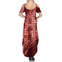 Hawaii Breadfruit Palaka Summer Maxi Dress Ulaula Maile Lei LT9 - Polynesian Pride