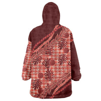 Hawaii Breadfruit Palaka Wearable Blanket Hoodie Ulaula Maile Lei - Polynesian Pride