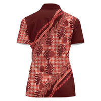 Hawaii Breadfruit Palaka Women Polo Shirt Ulaula Maile Lei LT9 - Polynesian Pride