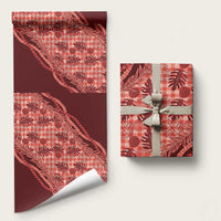 Hawaii Breadfruit Palaka Wrapping Paper Ulaula Maile Lei LT9 58" × 23" Red - Polynesian Pride