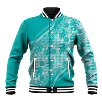 Hawaii Breadfruit Palaka Baseball Jacket Polu Opal Maile Lei LT9 Unisex Turquoise - Polynesian Pride