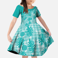 Hawaii Breadfruit Palaka Family Matching Long Sleeve Bodycon Dress and Hawaiian Shirt Polu Opal Maile Lei - Polynesian Pride