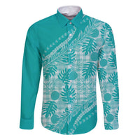 Hawaii Breadfruit Palaka Family Matching Long Sleeve Bodycon Dress and Hawaiian Shirt Polu Opal Maile Lei - Polynesian Pride