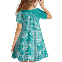 Hawaii Breadfruit Palaka Family Matching Off The Shoulder Long Sleeve Dress and Hawaiian Shirt Polu Opal Maile Lei - Polynesian Pride