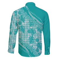 Hawaii Breadfruit Palaka Family Matching Off The Shoulder Long Sleeve Dress and Hawaiian Shirt Polu Opal Maile Lei - Polynesian Pride