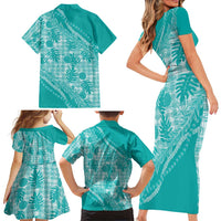 Hawaii Breadfruit Palaka Family Matching Short Sleeve Bodycon Dress and Hawaiian Shirt Polu Opal Maile Lei - Polynesian Pride