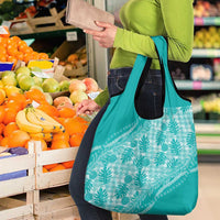 Hawaii Breadfruit Palaka Grocery Bag Polu Opal Maile Lei - Polynesian Pride