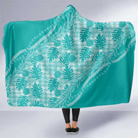 Hawaii Breadfruit Palaka Hooded Blanket Polu Opal Maile Lei LT9 One Size Turquoise - Polynesian Pride