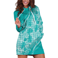 Hawaii Breadfruit Palaka Hoodie Dress Polu Opal Maile Lei - Polynesian Pride
