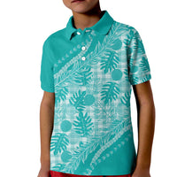 Hawaii Breadfruit Palaka Kid Polo Shirt Polu Opal Maile Lei - Polynesian Pride
