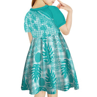 Hawaii Breadfruit Palaka Kid Short Sleeve Dress Polu Opal Maile Lei - Polynesian Pride