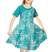 Hawaii Breadfruit Palaka Kid Short Sleeve Dress Polu Opal Maile Lei LT9 - Polynesian Pride