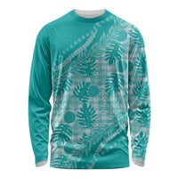 Hawaii Breadfruit Palaka Long Sleeve Shirt Polu Opal Maile Lei LT9 Unisex Turquoise - Polynesian Pride