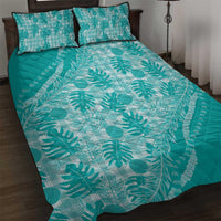Hawaii Breadfruit Palaka Quilt Bed Set Polu Opal Maile Lei - Polynesian Pride