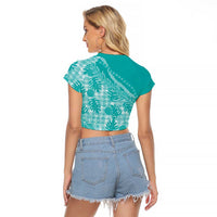 Hawaii Breadfruit Palaka Raglan Cropped T Shirt Polu Opal Maile Lei LT9 - Polynesian Pride