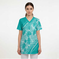 Hawaii Breadfruit Palaka Scrub Top Polu Opal Maile Lei LT9 - Polynesian Pride