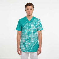 Hawaii Breadfruit Palaka Scrub Top Polu Opal Maile Lei LT9 - Polynesian Pride