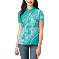 Hawaii Breadfruit Palaka Women Polo Shirt Polu Opal Maile Lei - Polynesian Pride