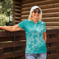 Hawaii Breadfruit Palaka Women Polo Shirt Polu Opal Maile Lei - Polynesian Pride