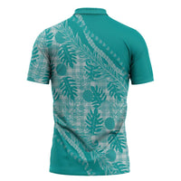 Hawaii Breadfruit Palaka Zipper Polo Shirt Polu Opal Maile Lei LT9 - Polynesian Pride