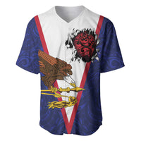 American Samoa Heart Tribal Personalized Baseball Jersey Polynesian Patterns LT9 Blue - Polynesian Pride