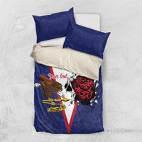 American Samoa Heart Tribal Personalized Bedding Set Polynesian Patterns LT9 US Twin 172cm x 218cm Blue - Polynesian Pride